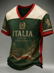 T-shirt da uomo con stampa Festa della Repubblica Italiana, scollo a V