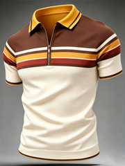 Maglia da uomo retrò con zip e maniche corte