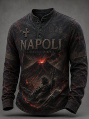 T-shirt a bottone casual con stampa Napoli Calcio da uomo