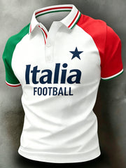 Polo da uomo con stampa artistica per tifosi di calcio italiano