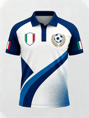 Polo da uomo con stampa artistica per tifosi di calcio italiano