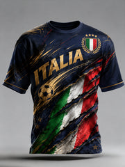 Maglietta con stampa artistica da tifoso per il calcio italiano da uomo