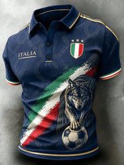 Polo da uomo con stampa artistica per tifosi di calcio italiano