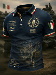 Polo commemorativa retrò italiana veterana arte classica