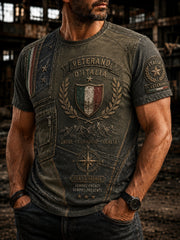 T-Shirt casual veterano italiano stile vintage da uomo