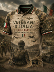 Polo vintage militare con camuffamento patchwork,