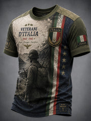 T-shirt casual artistica commemorativa veterana italiana retrò