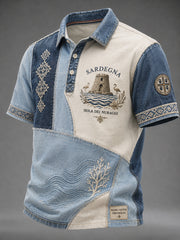 Polo stile retrò sardo casual patchwork