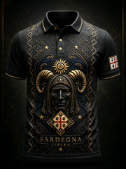 Polo da uomo con stampa artistica ispirata alla Sardegna italiana