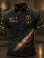 Polo da uomo con stampa artistica italiana per veterani