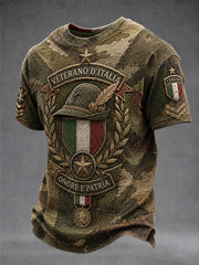 Maglietta casual vintage con camouflage militare italiano