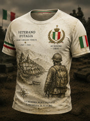T-shirt casual commemorativa veterana italiana vintage