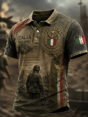 Camicia da polo casual artistica commemorativa retrò veterana italiana