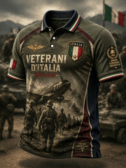 Polo con patchwork commemorativo dei veterani italiani retrò