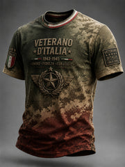 T-shirt casual commemorativa vintage dei veterani del camuffamento italiano