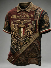 Polo uomo a maniche corte stampata in stile militare