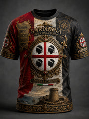 T-shirt casual patchwork italiano retrò sardo