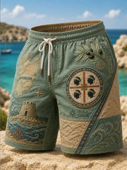 Pantaloncini casual classici patchwork in stile retrò sardo