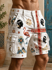 Pantaloncini da uomo con stampa artistica di ispirazione sarda italiana