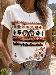 T-shirt da donna con stampa artistica di ispirazione sarda italiana
