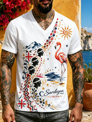 Maglietta da uomo con stampa artistica ispirata alla Sardegna italiana