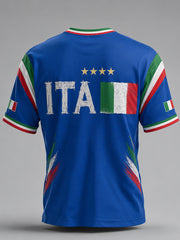 Maglietta con stampa artistica a sostegno delle partite di calcio italiane per uomo
