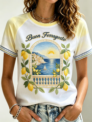 Maglietta da donna a maniche corte Ferragosto Italia