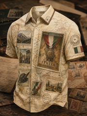Camicia italiana da uomo per veterani in cotone a manica corta