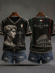 Magliette casual a V da donna in stile italiano