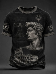 Magliette casual da uomo con scultura di David in stile italiano