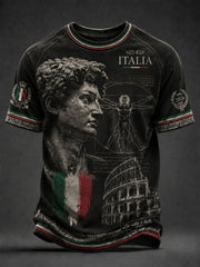Magliette casual da uomo con scultura di David in stile italiano