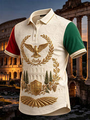 Polo da uomo vintage con stampa a motivi romani antichi