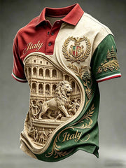 Polo da uomo vintage con stampa a motivi romani antichi
