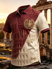 Polo da uomo vintage con stampa a motivi romani antichi