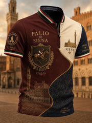 Maglietta a manica corta con zip da uomo Palio di Siena