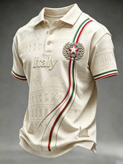 Polo da uomo vintage con stampa a motivo italiano