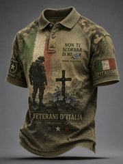 Top casual da uomo con stampa italiana per veterani