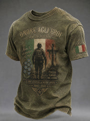 Maglietta casual da uomo con stampa italiana per veterani